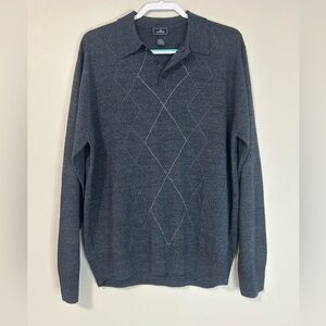 Dockers Men's Argyle Long-sleeve Polo Sweater, Size L